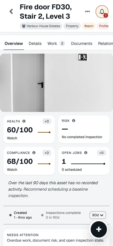 Asset record on a phone.
