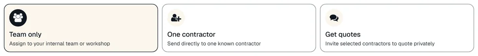 Work path: Team only, One contractor, Get quotes.